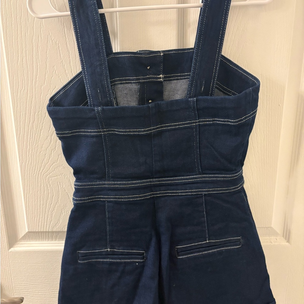 Maeve Anthropologie Dark Blue Denim Romper - Picture 4 of 4